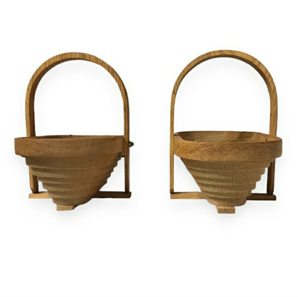 DEEP SPRING STUDIO Handmade Wooden Collapsible Baskets Set of Two